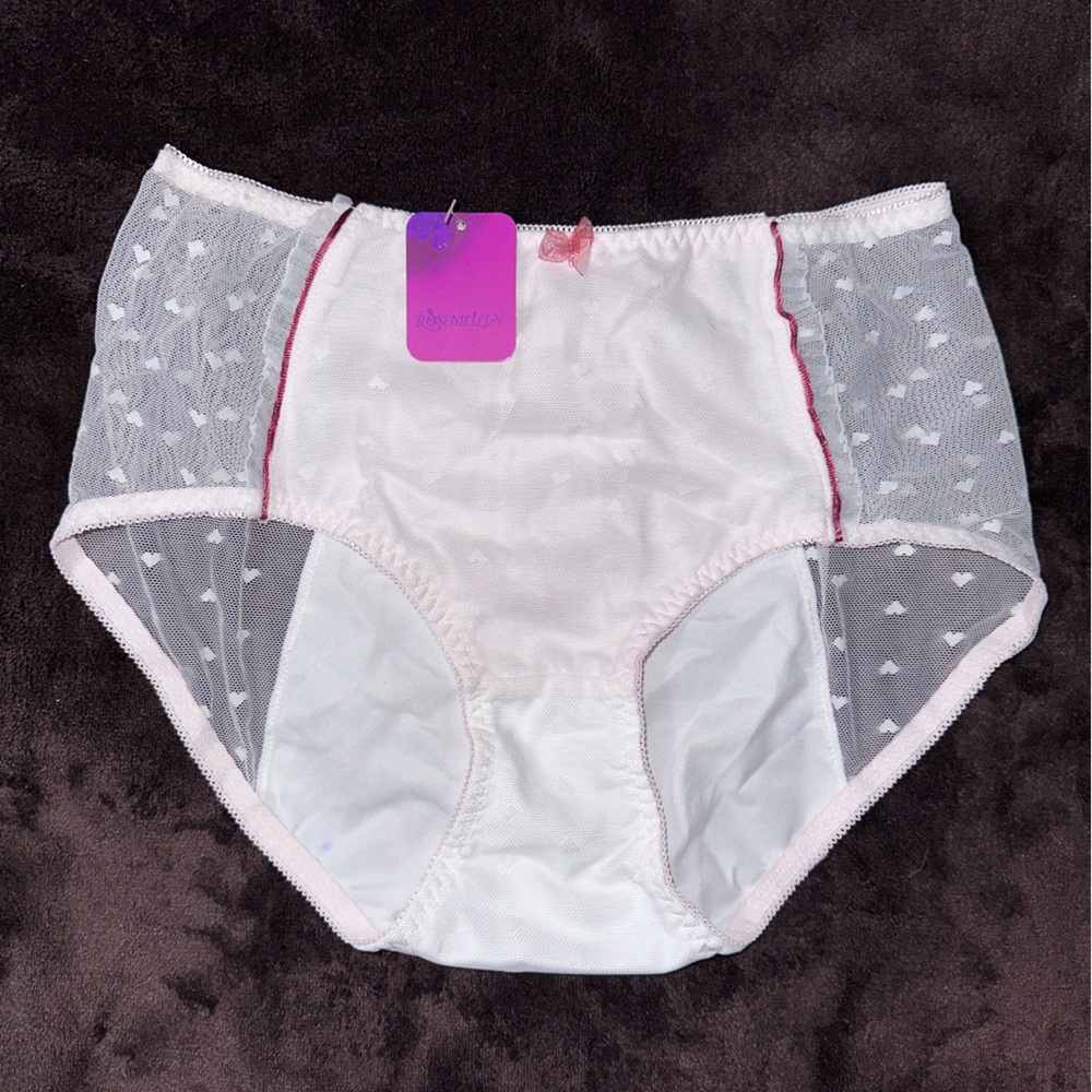 Pink and white menstrual Panties with sheer fabric. Lolita period panties.